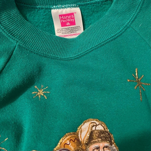 Vintage green Santa crew neck sweatshirt, M. - Picture 4 of 4